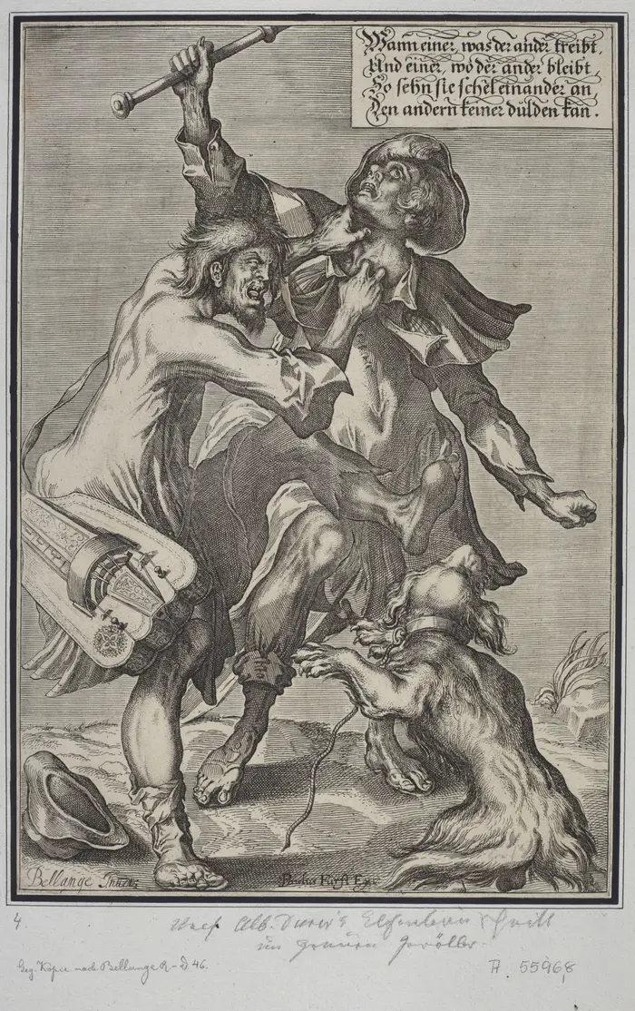 Zwei sich raufende Männer, Matthäus Merian d. Ä. nach Jacques Bellange