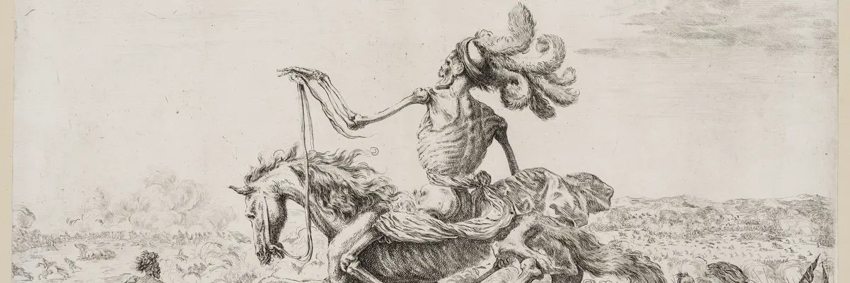 Stefano della Bella, Der Tod reitet über ein Schlachtfeld, 1645/48